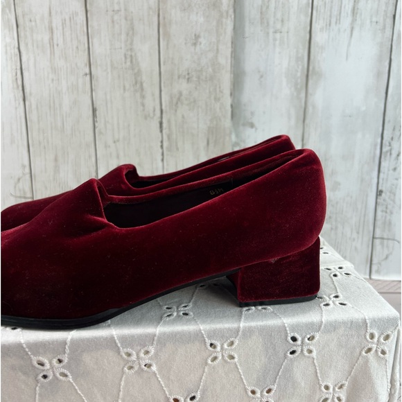 Vintage Vittorio Ricci Shoes Women 8.5M Block Heel Velvet Slip On 90s Fashion - Picture 4 of 15